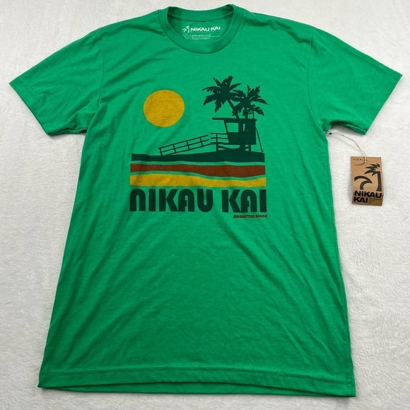 NWT Nikau Kai Green Off Duty Tropical Beach Short Sleeve Women's Small T‎ Shirt - Picture 1 of 9